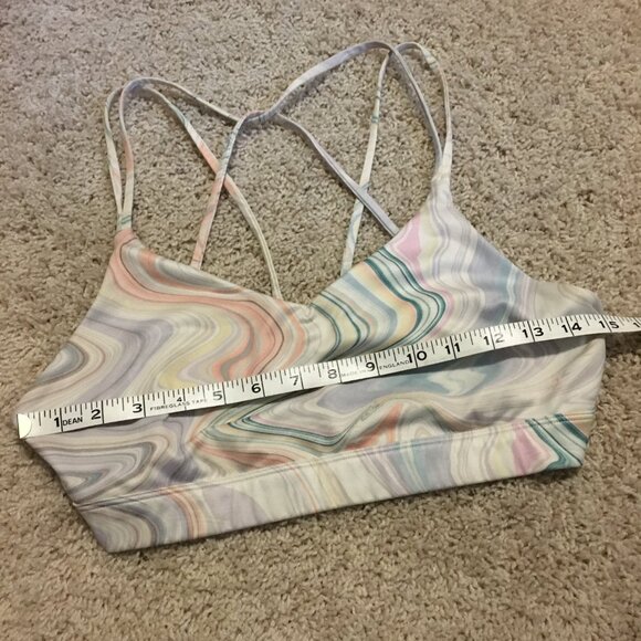 PowerPress Strappu Marble Pastel Cats Cradle Marbleized Sports Bra - Picture 12 of 13